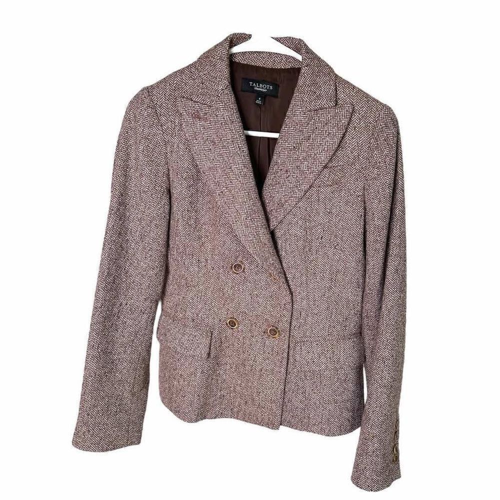 Talbots Maroon Herringbone Wool Blend Blazer - Size 4